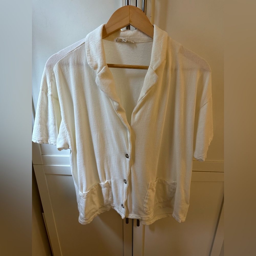 Madewell Knit Lightspun Camp Shirt in Creme, size small